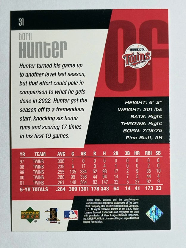 2002 Upper Deck Diamond Connection #31 Torii Hunter