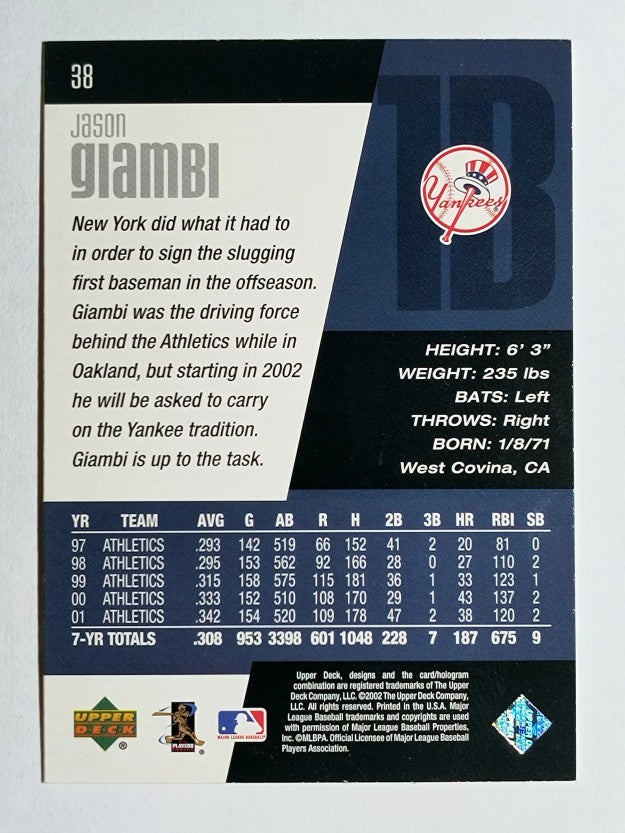 2002 Upper Deck Diamond Connection #38 Jason Giambi