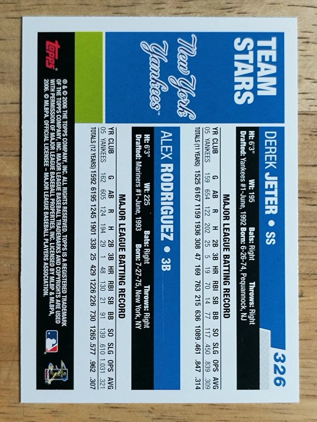2006 Topps #326 D.Jeter/A.Rodriguez TS