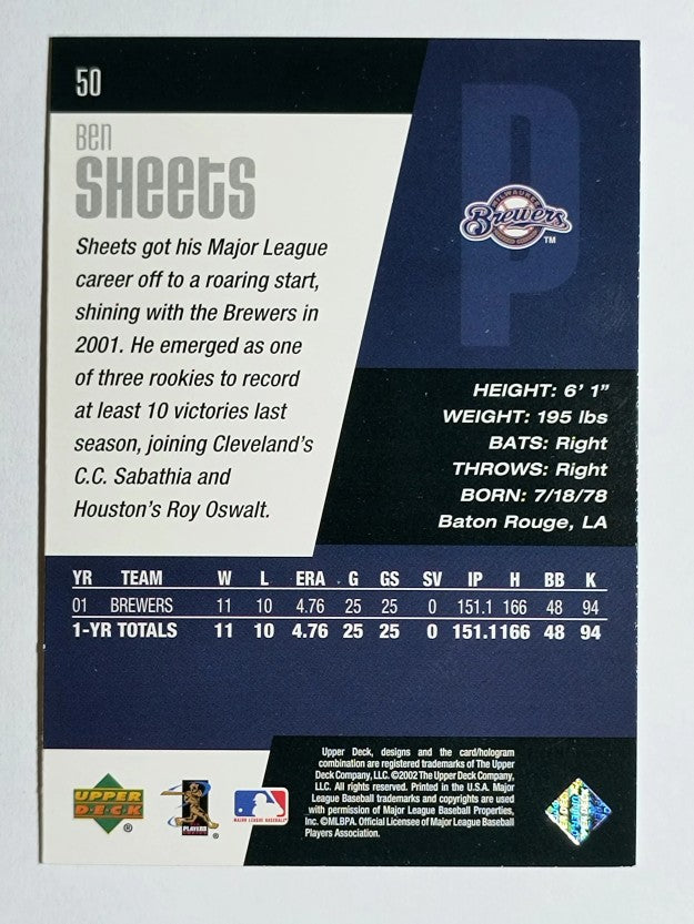 2002 Upper Deck Diamond Connection #50 Ben Sheets