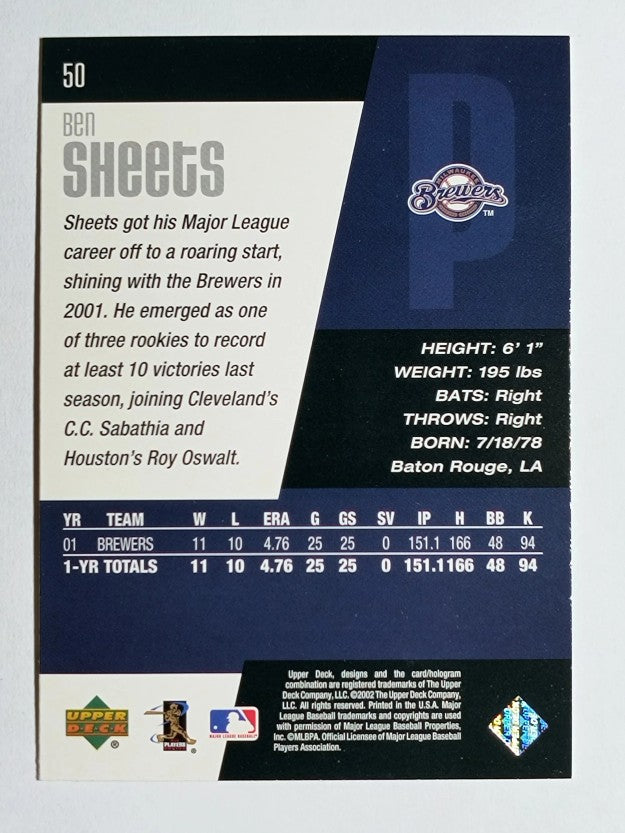 2002 Upper Deck Diamond Connection #50 Ben Sheets