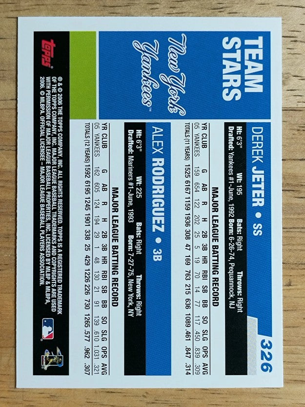 2006 Topps #326 D.Jeter/A.Rodriguez TS