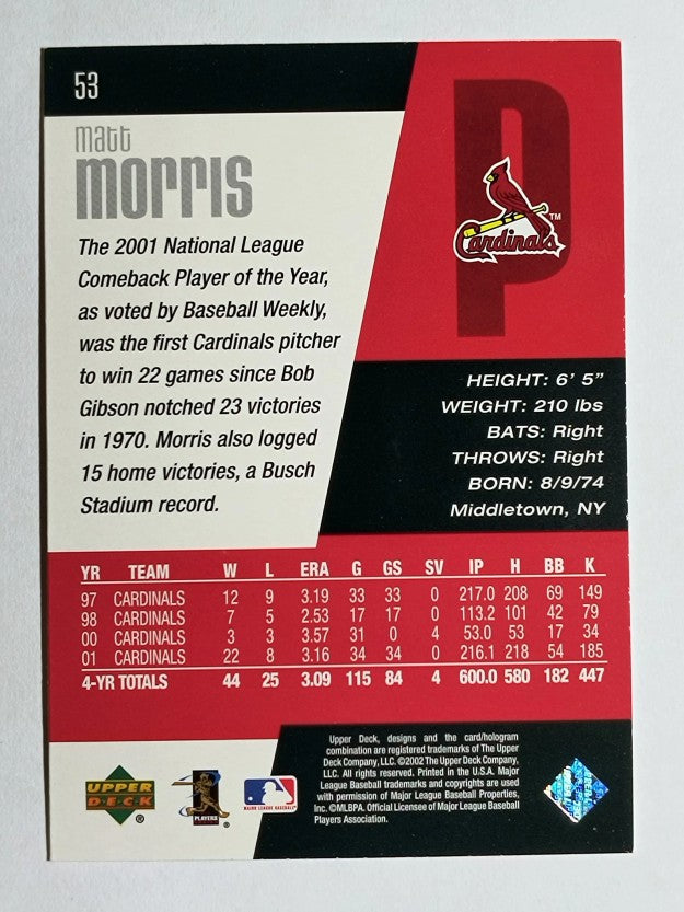 2002 Upper Deck Diamond Connection #53 Matt Morris