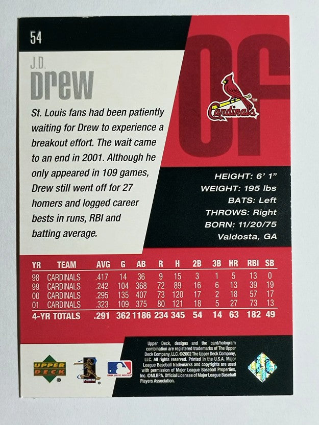 2002 Upper Deck Diamond Connection #54 J.D. Drew