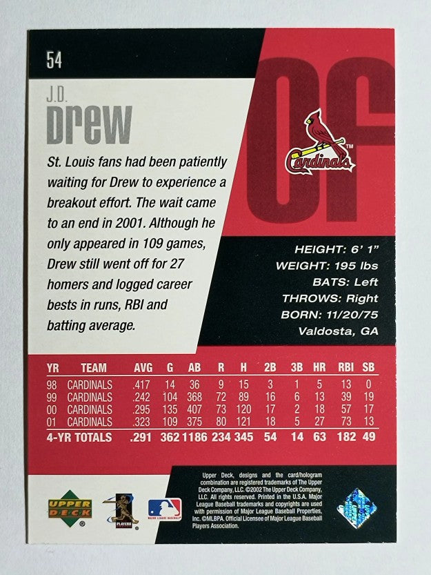 2002 Upper Deck Diamond Connection #54 J.D. Drew