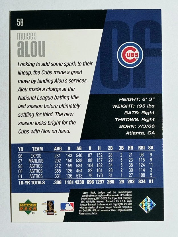 2002 Upper Deck Diamond Connection #58 Moises Alou