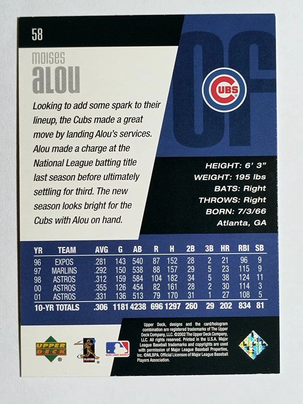 2002 Upper Deck Diamond Connection #58 Moises Alou