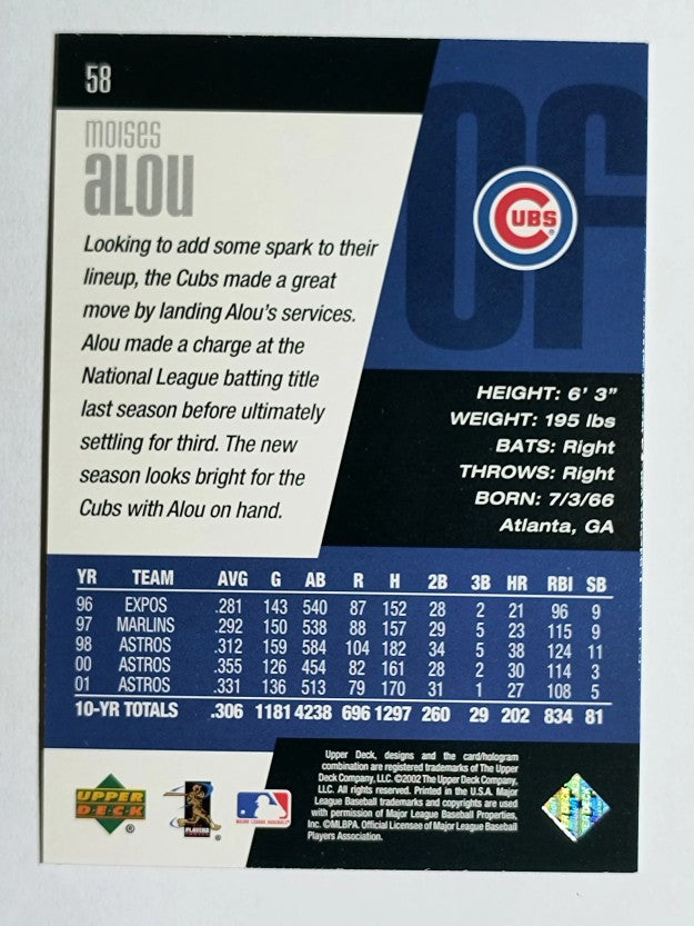 2002 Upper Deck Diamond Connection #58 Moises Alou
