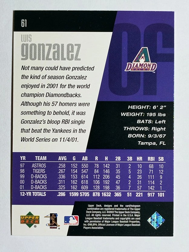 2002 Upper Deck Diamond Connection #61 Luis Gonzalez