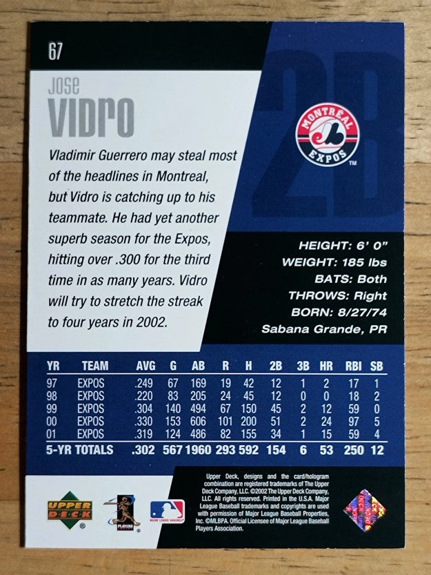 2002 Upper Deck Diamond Connection #67 Jose Vidro