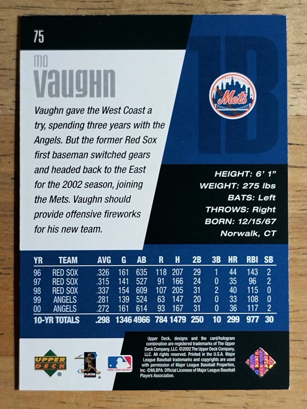 2002 Upper Deck Diamond Connection #75 Mo Vaughn
