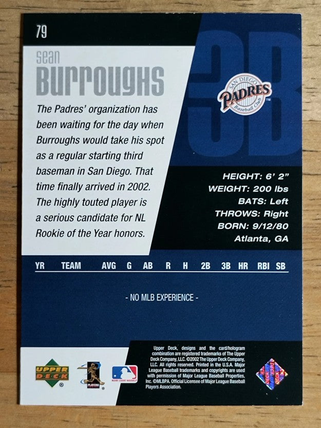 2002 Upper Deck Diamond Connection #79 Sean Burroughs