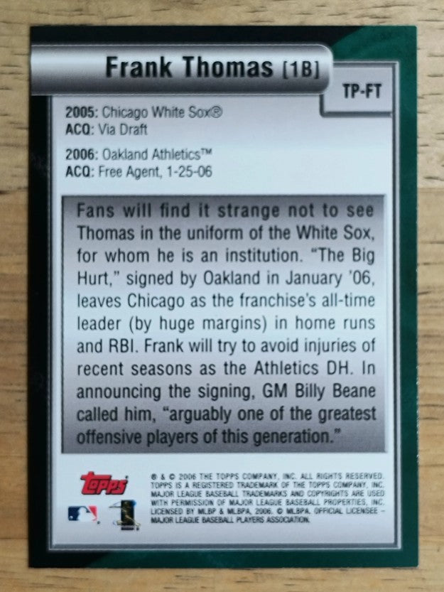 2006 Topps Trading Places #FT Frank Thomas
