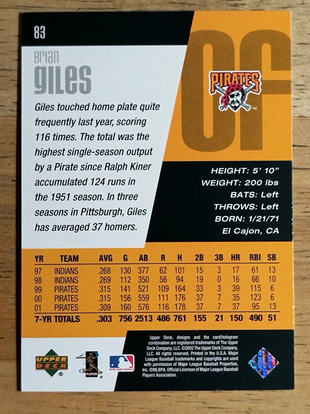 2002 Upper Deck Diamond Connection #83 Brian Giles