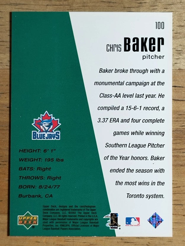 2002 Upper Deck Diamond Connection #100 Chris Baker DC RC (NM)