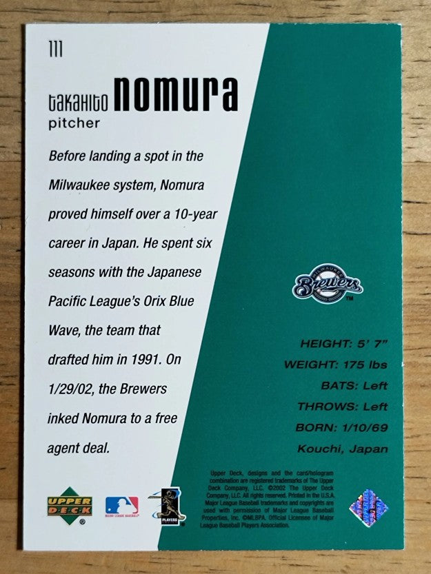 2002 Upper Deck Diamond Connection #111 Takahito Nomura DC RC (NM)