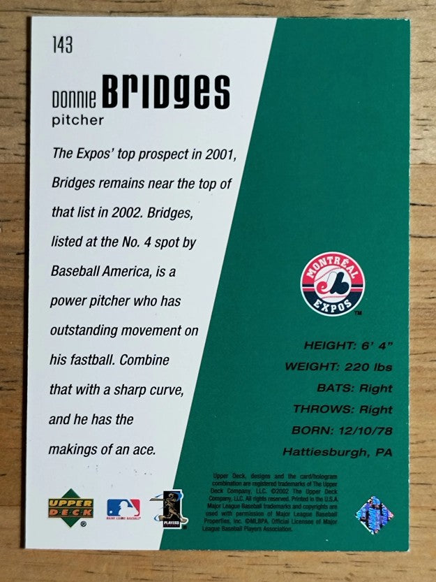 2002 Upper Deck Diamond Connection #143 Donnie Bridges DC (EXMT)