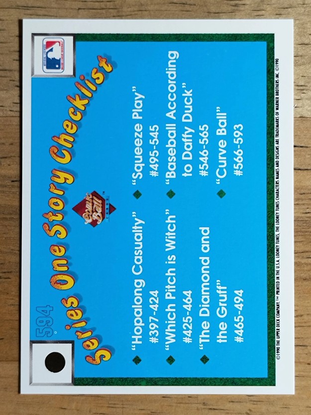 1990 Upper Deck Comic Ball #579 Curve Ball/Checklist Back
