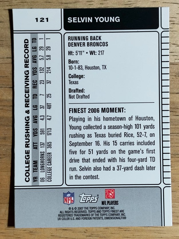 2007 Finest #121 Selvin Young RC