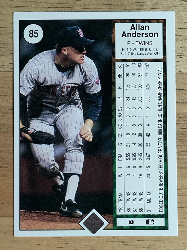 1989 Upper Deck #85 Allan Anderson