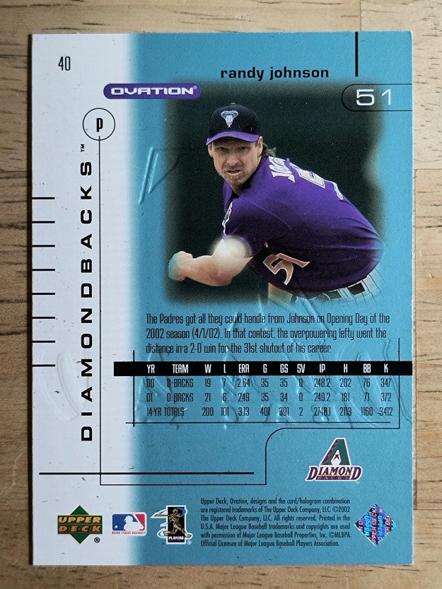 2002 Upper Deck Ovation #40 Randy Johnson