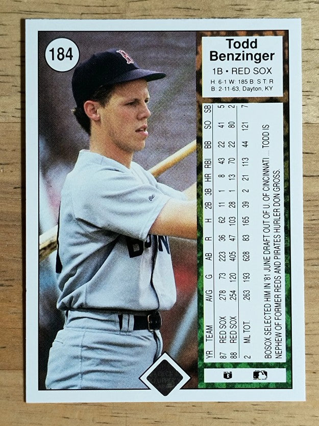 1989 Upper Deck #184 Todd Benzinger