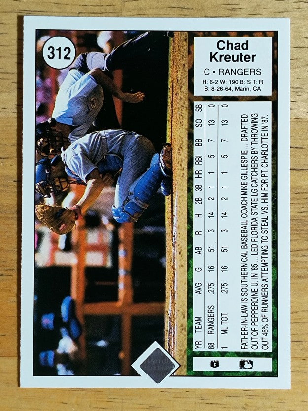 1989 Upper Deck #312 Chad Kreuter RC