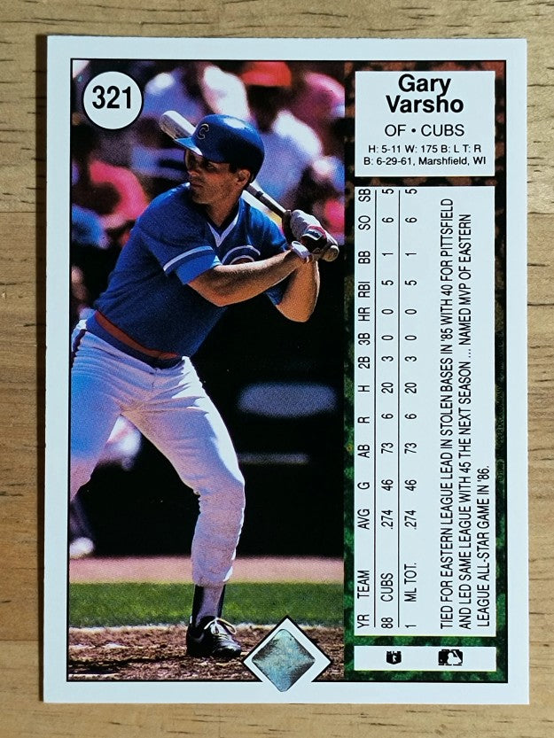 1989 Upper Deck #321B Gary Varsho COR/In road uniform