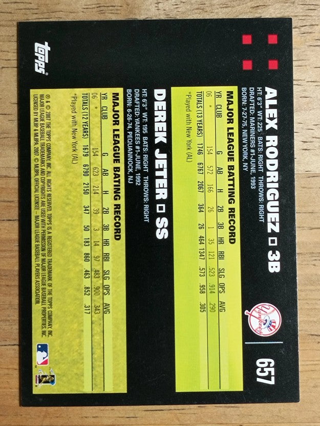 2007 Topps #657 Alex Rodriguez/Derek Jeter CC