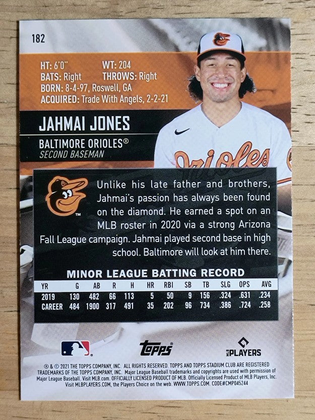 2021 Stadium Club #182 Jahmai Jones RC