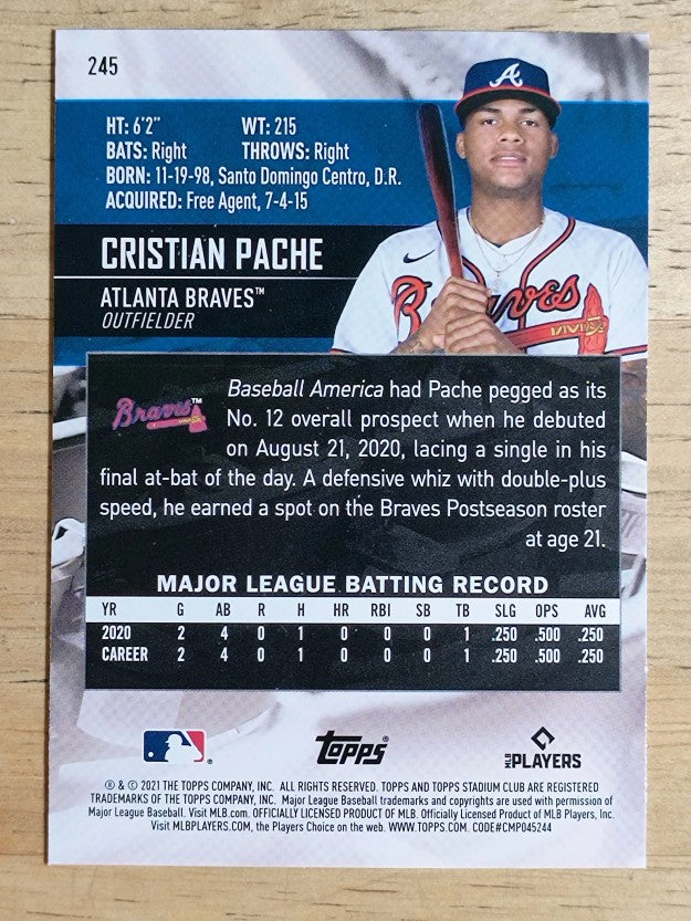 2021 Stadium Club #245 Cristian Pache RC