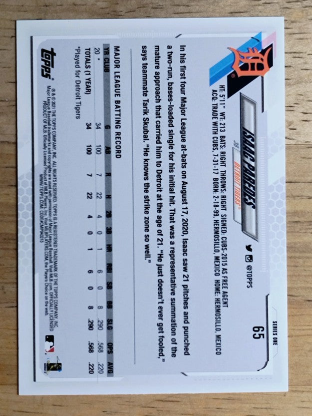 2021 Topps #65 Isaac Paredes RC