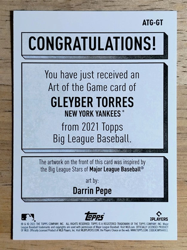 2021 Topps Big League Art of the Game #ATGGT Gleyber Torres