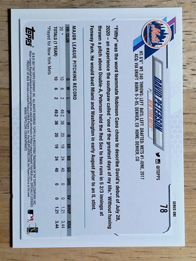 2021 Topps Factory Set Gold Stars #78 David Peterson