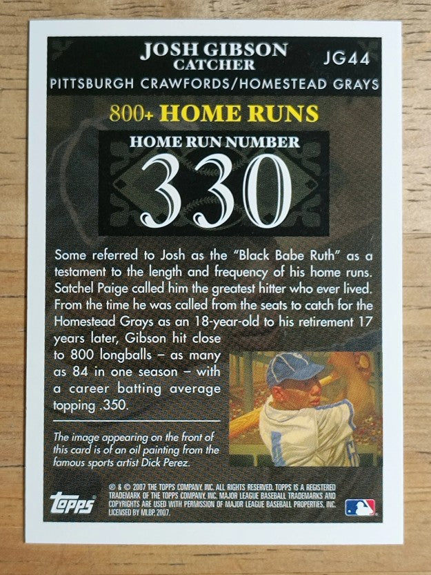 2007 Topps Gibson Home Run History #JG44 Josh Gibson