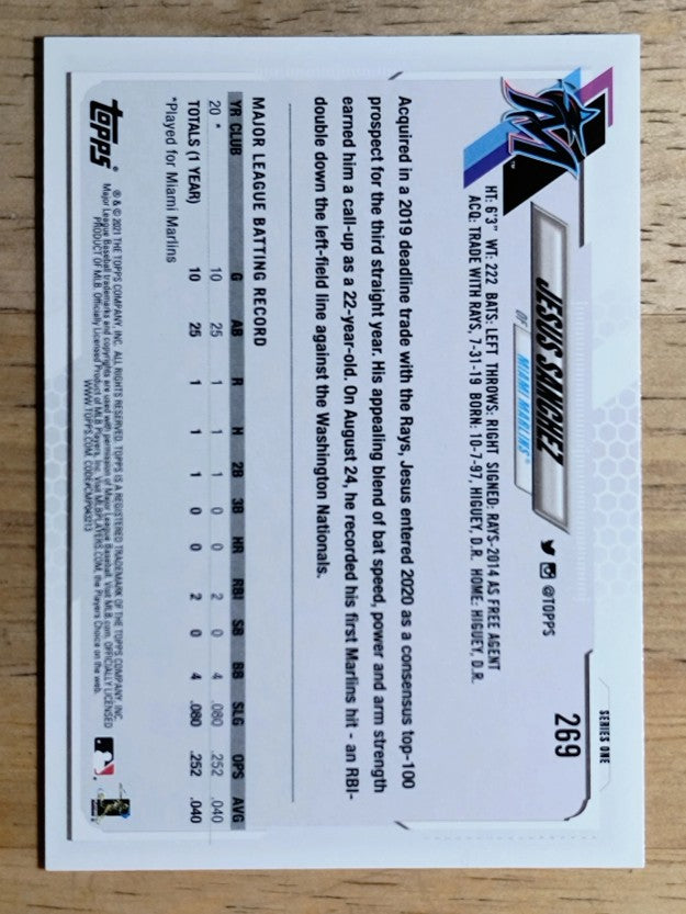 2021 Topps Factory Set Gold Stars #269 Jesus Sanchez