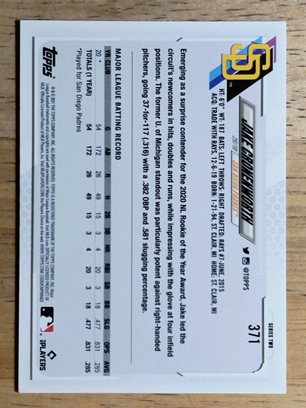 2021 Topps Factory Set Gold Stars #371 Jake Cronenworth
