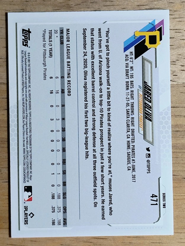 2021 Topps Factory Set Gold Stars #471 Jared Oliva