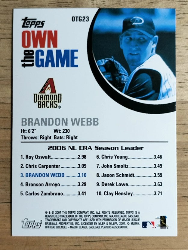 2007 Topps Own the Game #OTG23 Brandon Webb