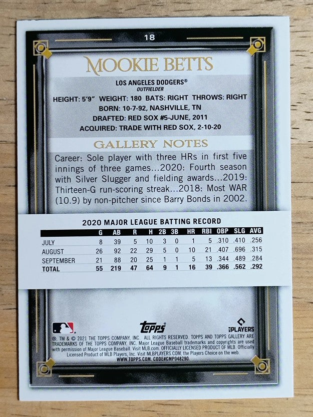 2021 Topps Gallery Rainbow Foil #18 Mookie Betts