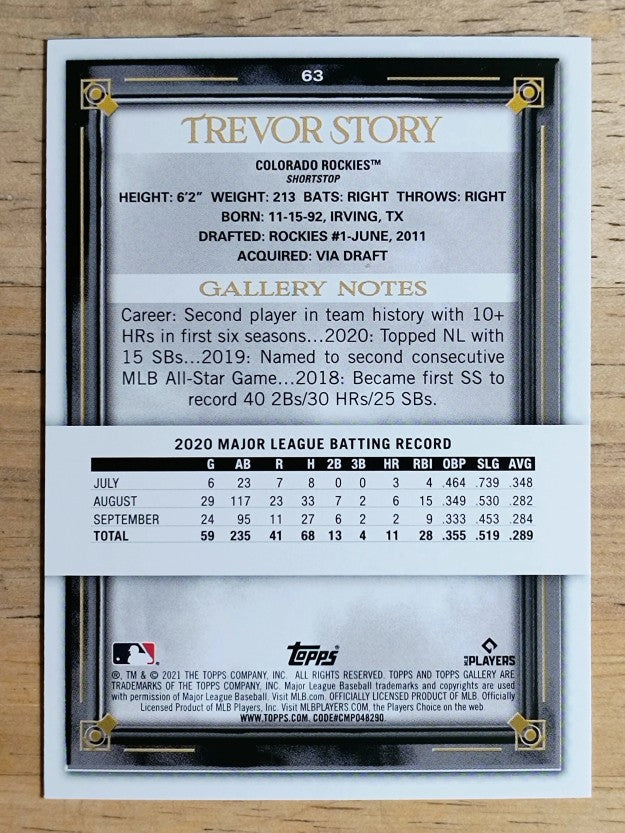 2021 Topps Gallery Rainbow Foil #63 Trevor Story