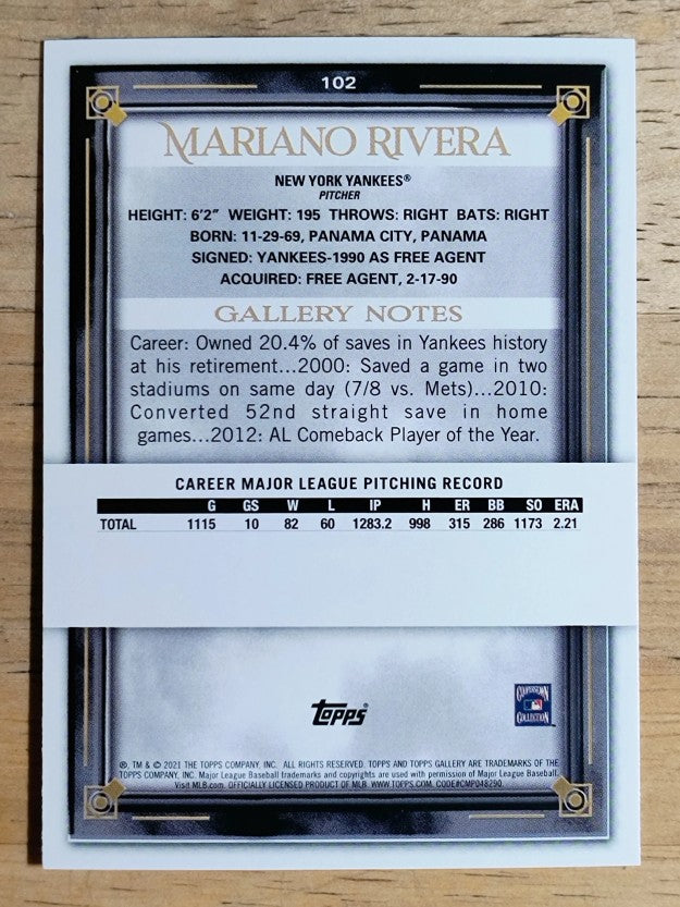 2021 Topps Gallery Rainbow Foil #102 Mariano Rivera