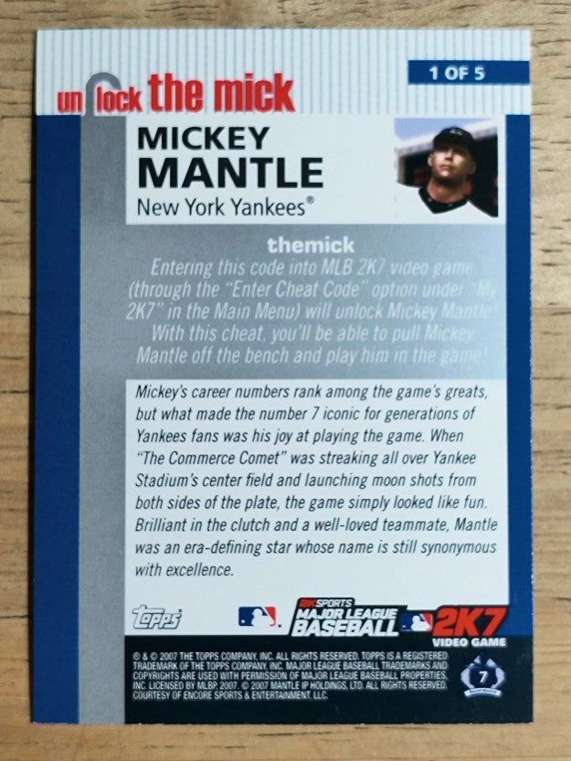 2007 Topps Unlock the Mick #1 Mickey Mantle