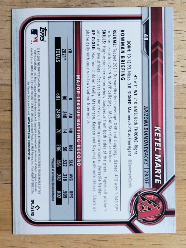 2022 Bowman #48 Ketel Marte
