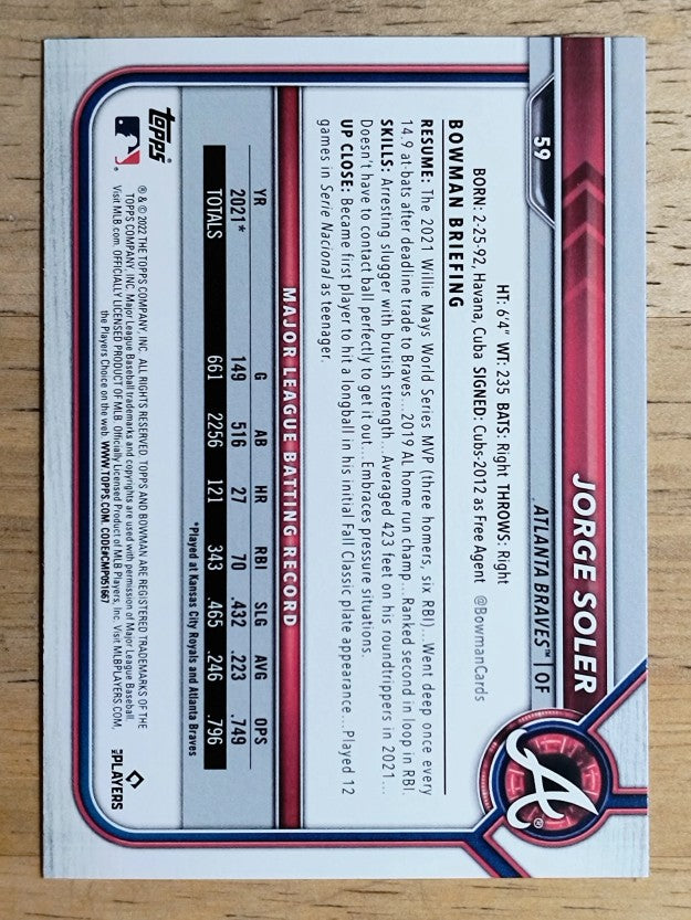 2022 Bowman #59 Jorge Soler