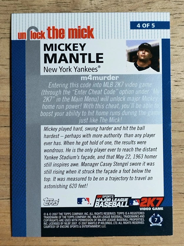 2007 Topps Unlock the Mick #4 Mickey Mantle