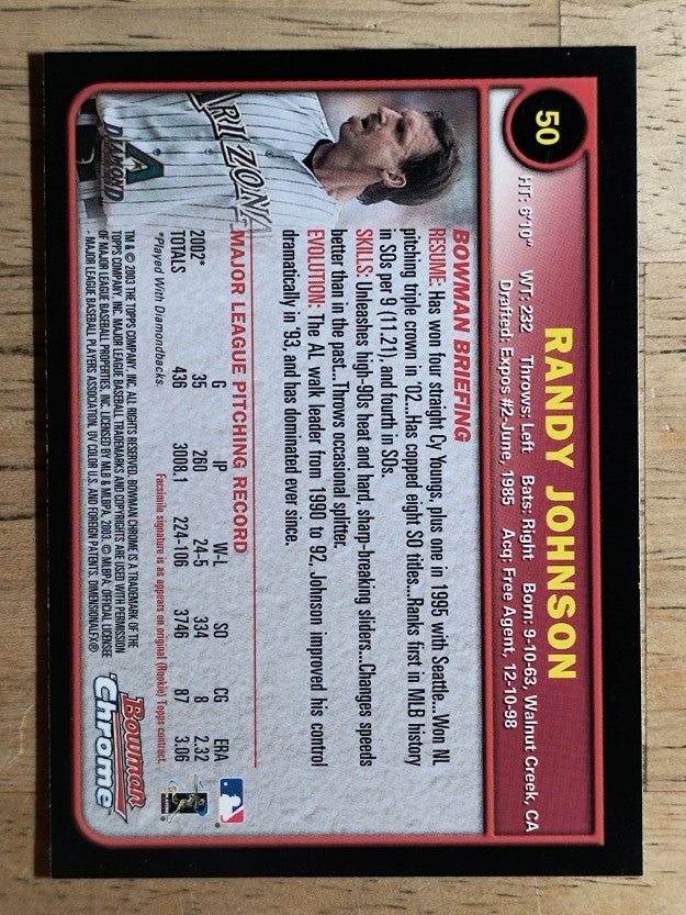 2003 Bowman Chrome #50 Randy Johnson