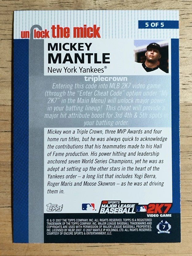 2007 Topps Unlock the Mick #5 Mickey Mantle