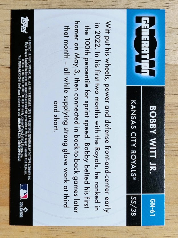 2022 Topps Generation Now #GN61 Bobby Witt Jr.