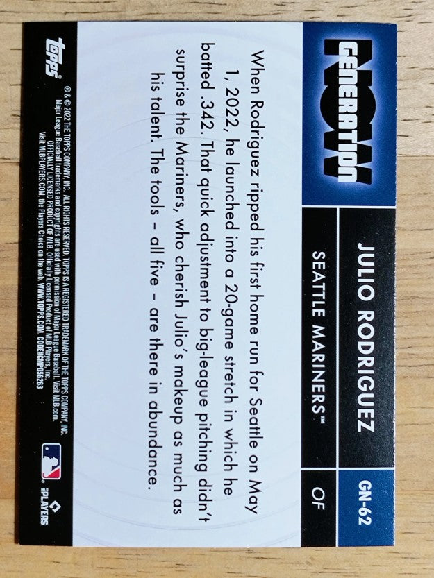 2022 Topps Generation Now #GN62 Julio Rodriguez